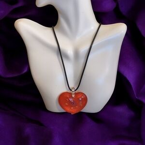 Glass Heart Pendant Necklace